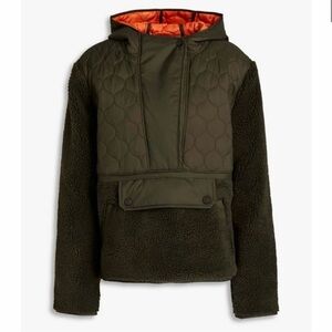 Veronica Beard Leo Sherpa Quilted Army Green Pullover. Large. NWT